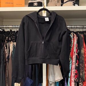 TNA Black Cropped Hoodie Jacket